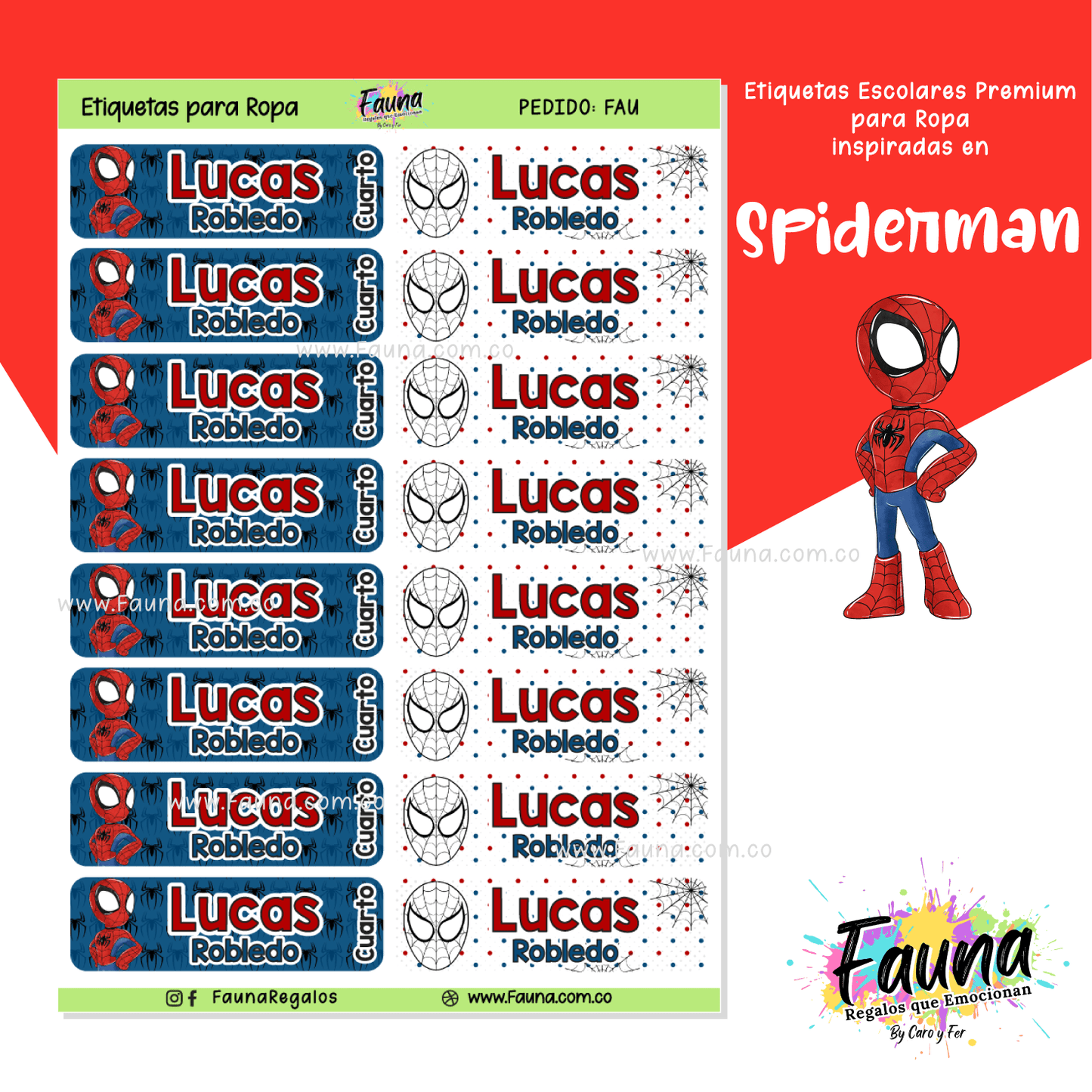 Etiquetas Escolares Premium Personalizadas – Spiderman 🕷️🕸️
