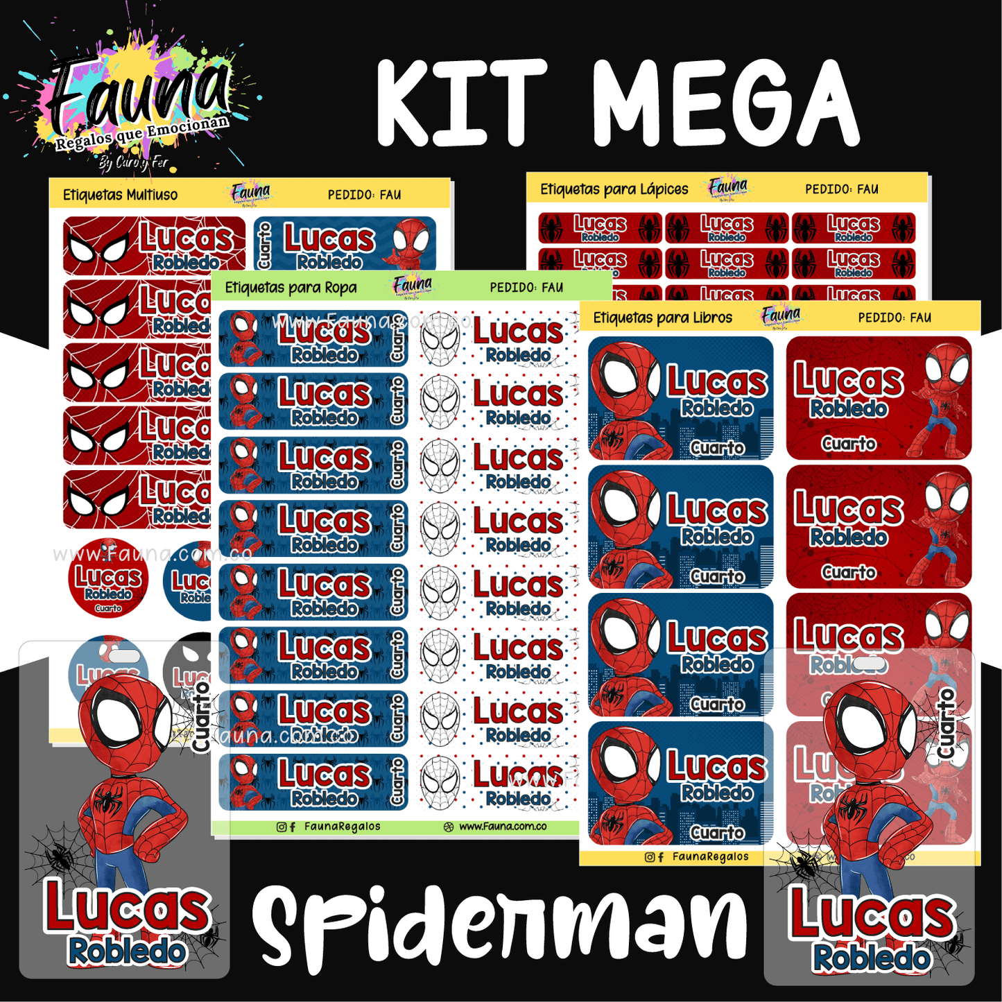 Etiquetas Escolares Premium Personalizadas – Spiderman 🕷️🕸️