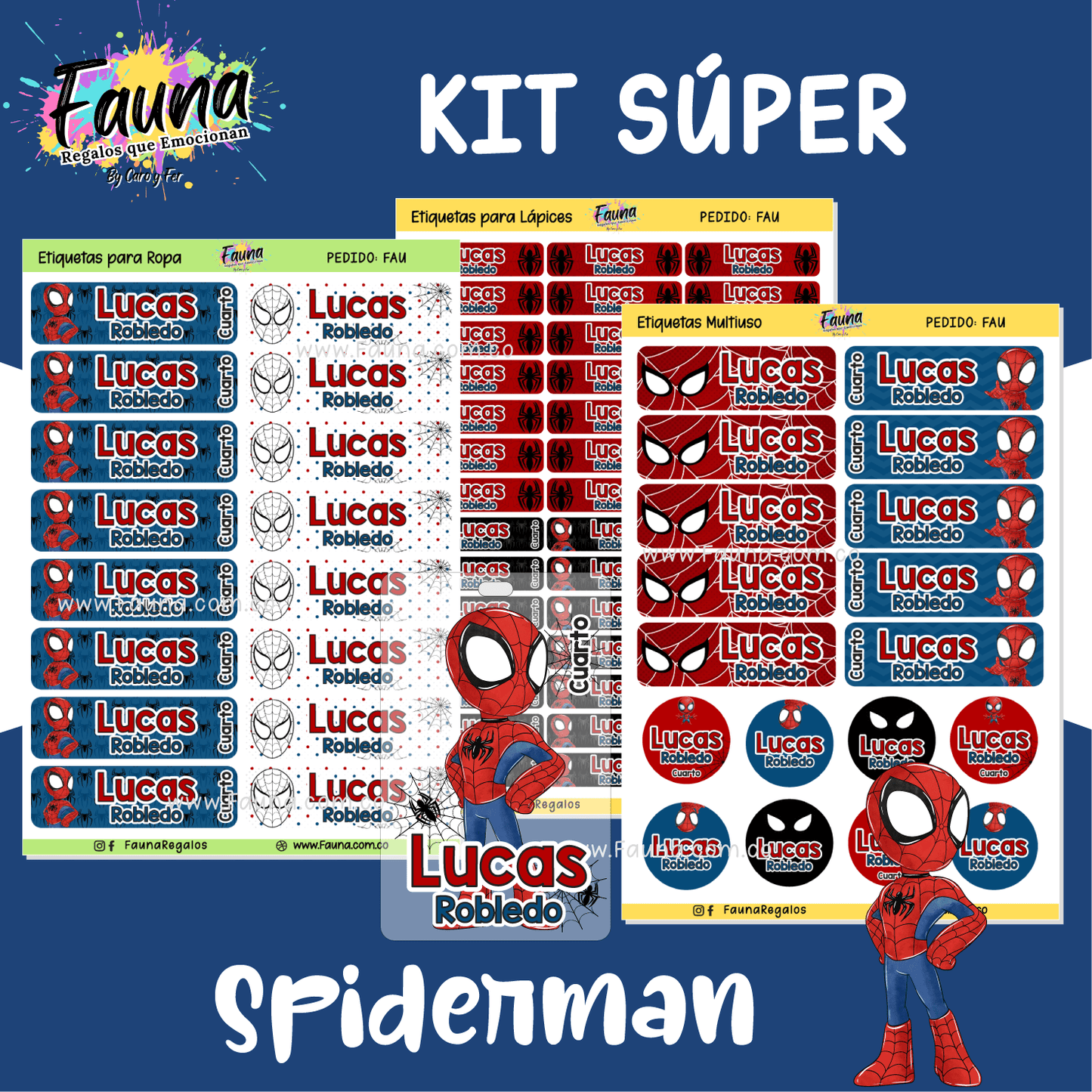 Etiquetas Escolares Premium Personalizadas – Spiderman 🕷️🕸️