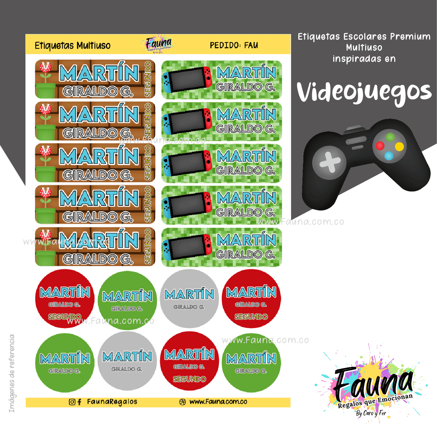 Etiquetas Escolares Premium Personalizadas – Videojuegos 🎮