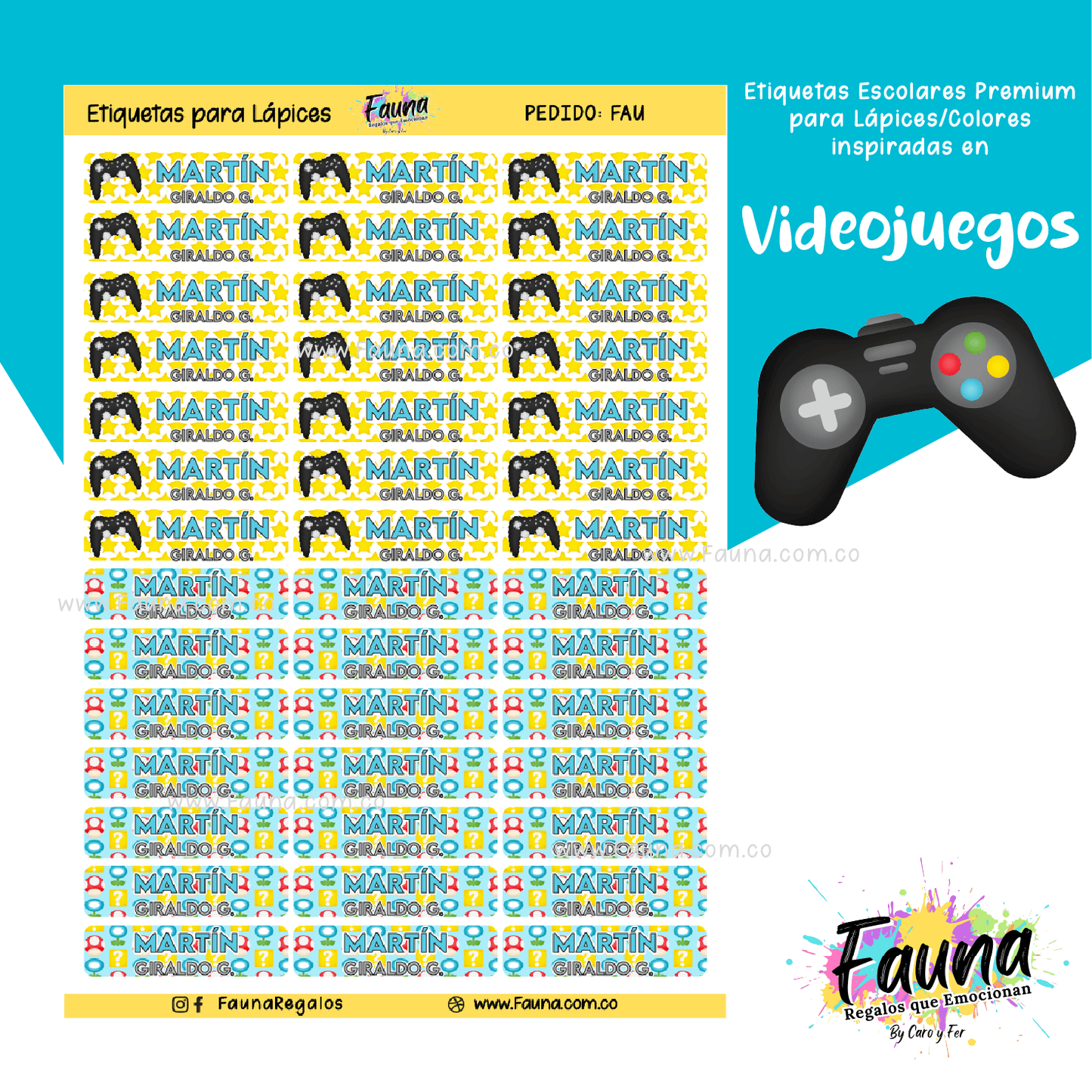 Etiquetas Escolares Premium Personalizadas – Videojuegos 🎮