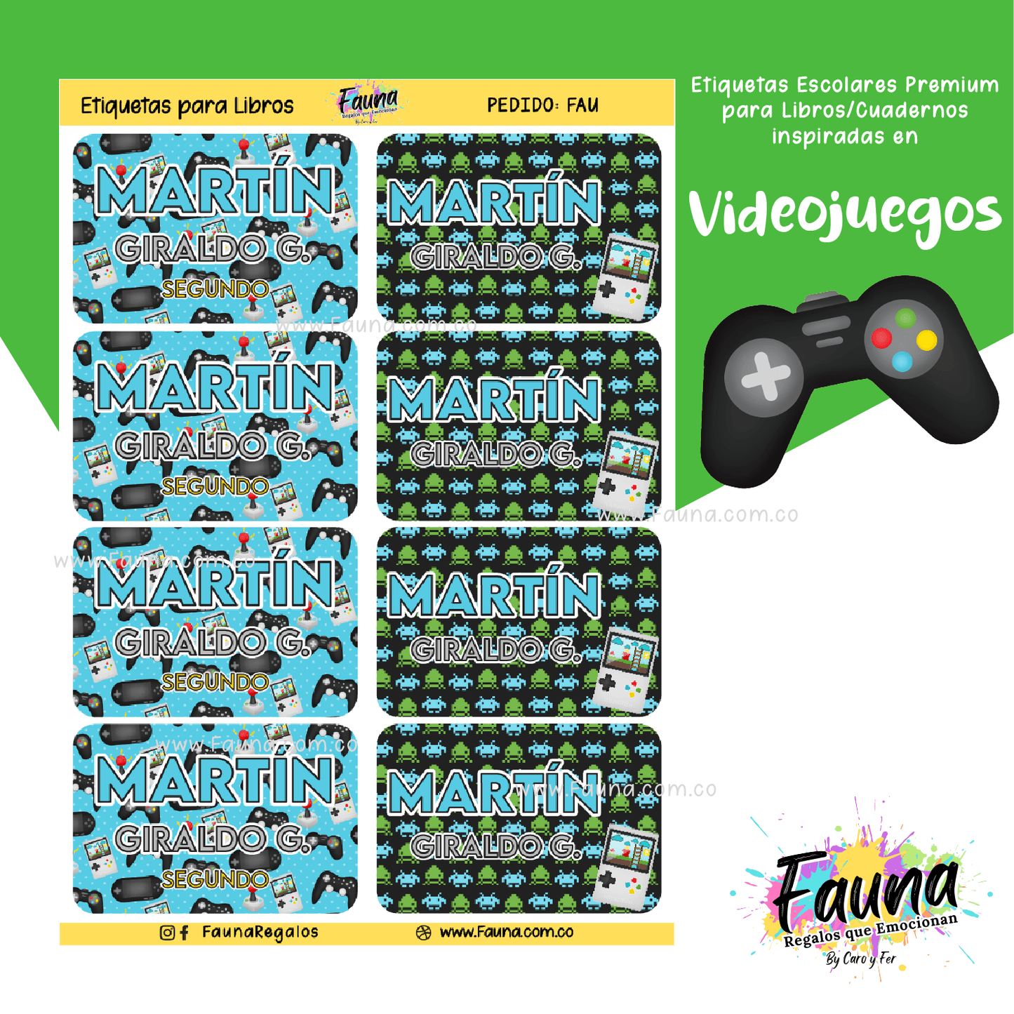 Etiquetas Escolares Premium Personalizadas – Videojuegos 🎮