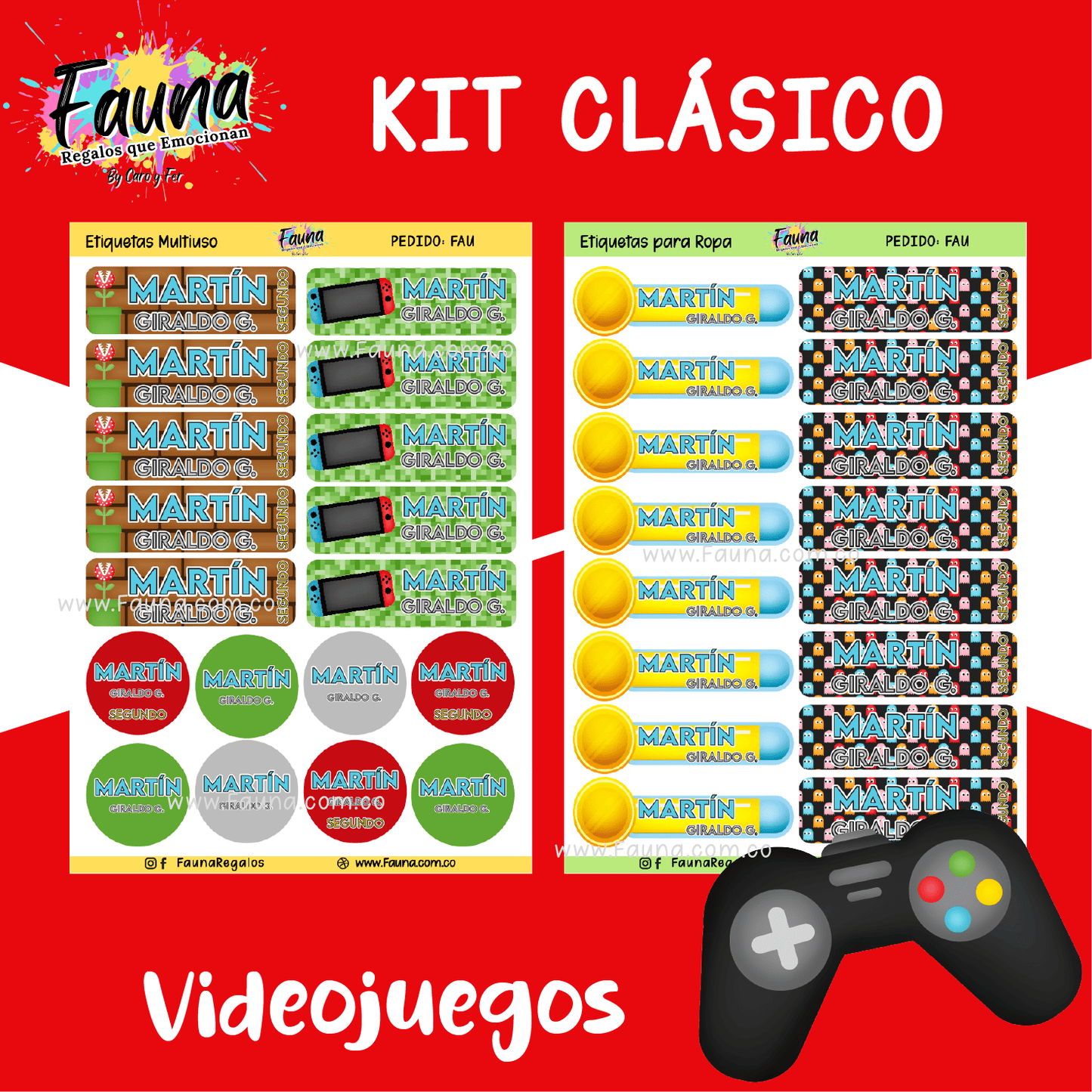 Etiquetas Escolares Premium Personalizadas – Videojuegos 🎮
