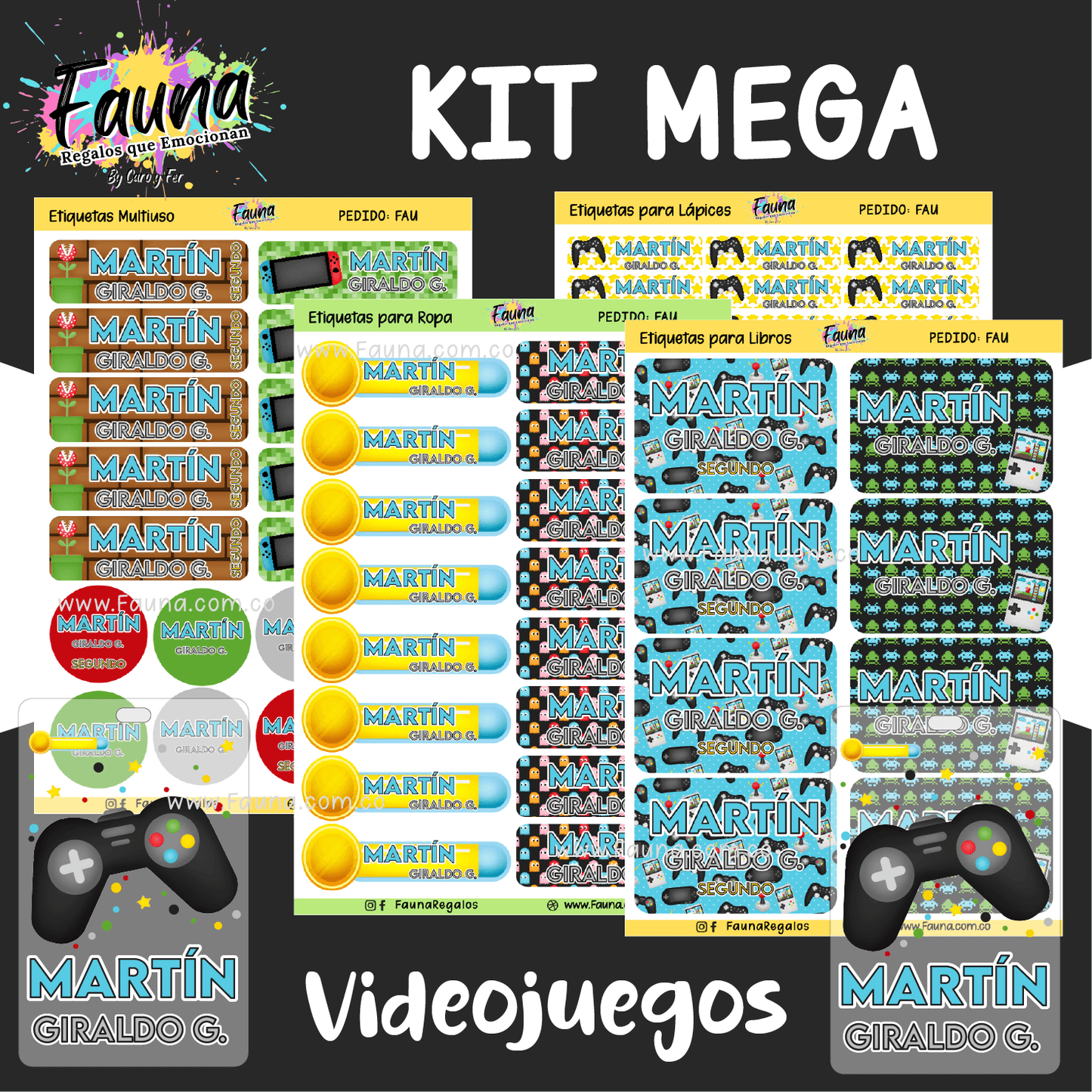 Etiquetas Escolares Premium Personalizadas – Videojuegos 🎮