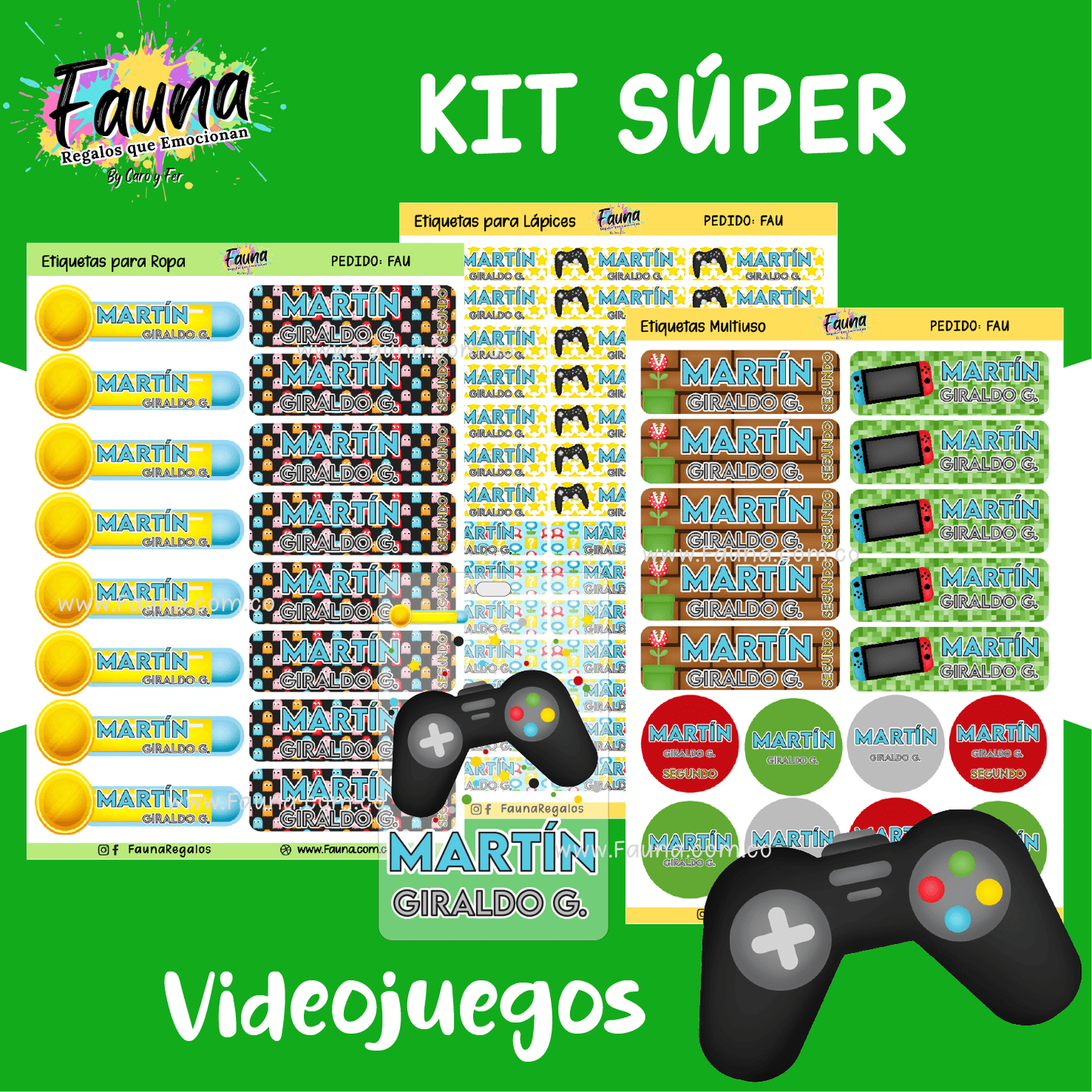 Etiquetas Escolares Premium Personalizadas – Videojuegos 🎮