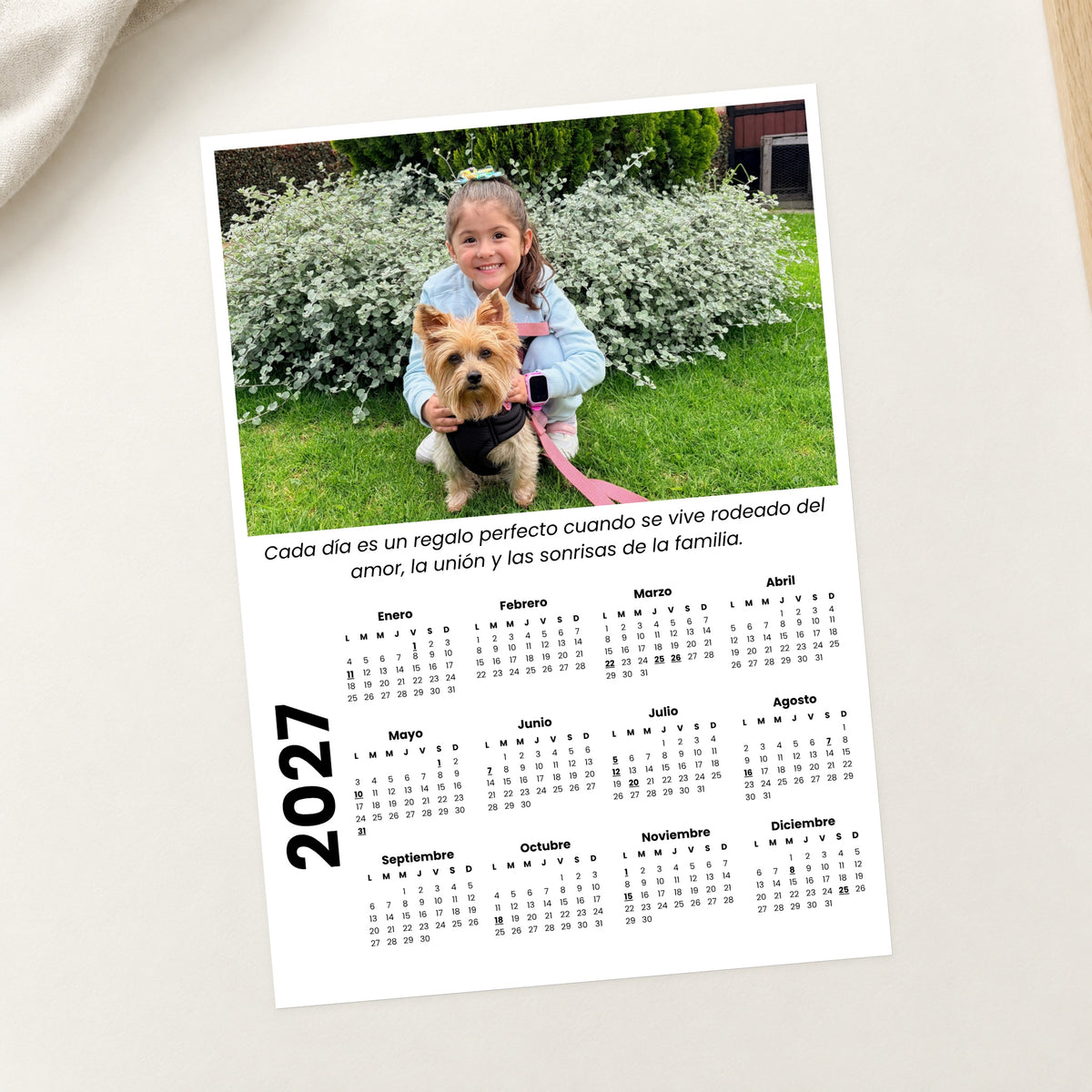 Calendario Personalizado para Nevera con 1 Foto