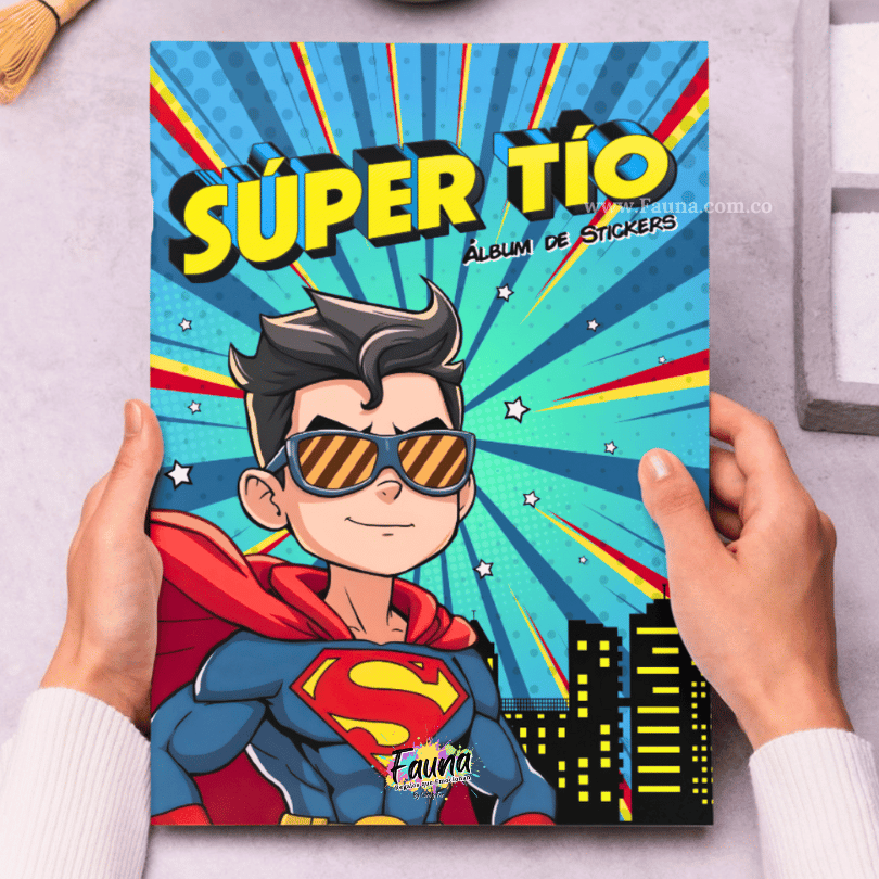 Álbum de Láminas de Súper Tío Personalizado con 18 Fotos