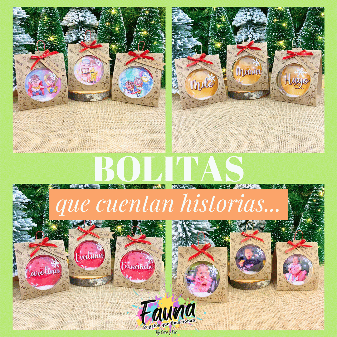 Bolitas Navideñas Premium con Foto Personalizadas x 12 und - Fauna Regalos que emocionan