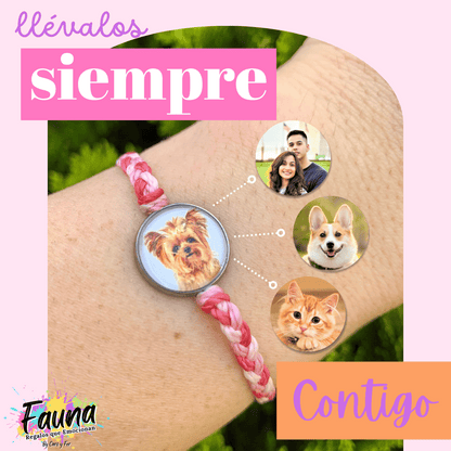 1 Pulsera Tejida a Mano con Foto Personalizada - Fauna Regalos que emocionan