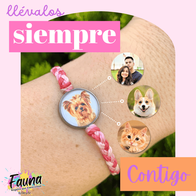 1 Pulsera Tejida a Mano con Foto Personalizada