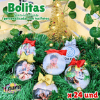 Bolitas Navideñas Premium con Foto Personalizadas x 24 und