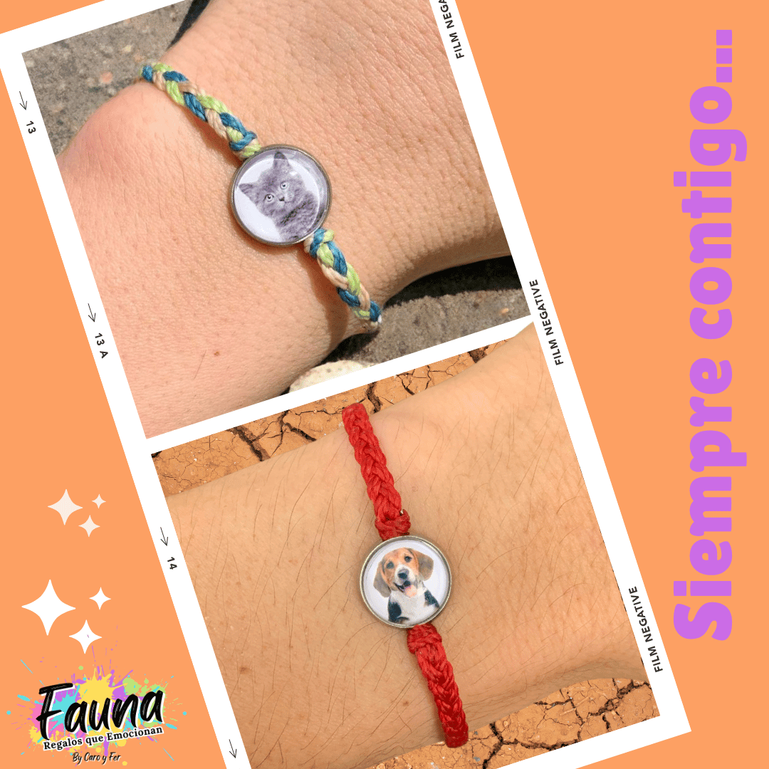 2 Pulseras Tejidas a Mano con Foto Personalizadas - Fauna Regalos que emocionan