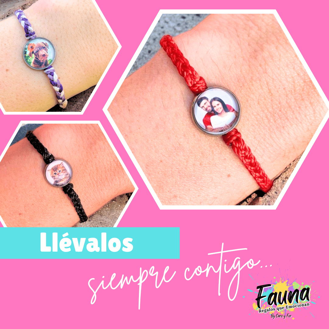 3 Pulseras Tejidas a Mano con Foto Personalizadas - Fauna Regalos que emocionan