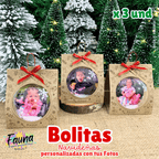 Bolitas Navideñas Premium con Foto Personalizadas x 3 und