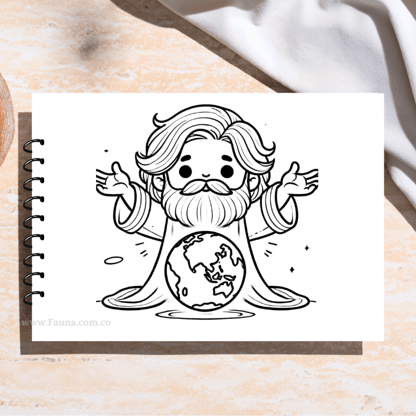 📖✨ Libro de Colorear Infantil – La Creación del Mundo (50 hojas)