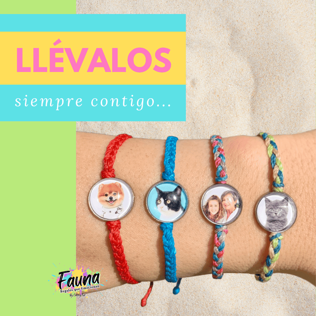 4 Pulseras Tejidas a Mano con Foto Personalizadas - Fauna Regalos que emocionan