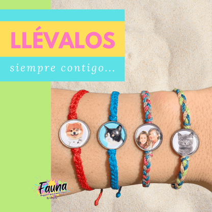 4 Pulseras Tejidas a Mano con Foto Personalizadas - Fauna Regalos que emocionan