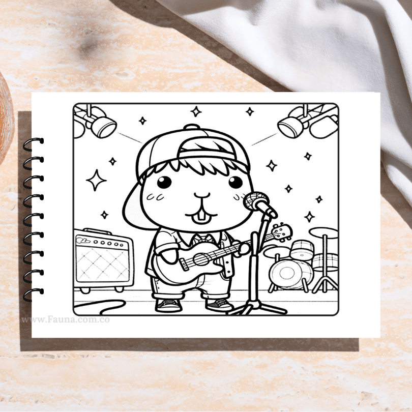 💙 Libro para colorear - Capibara para Niños (50 hojas)