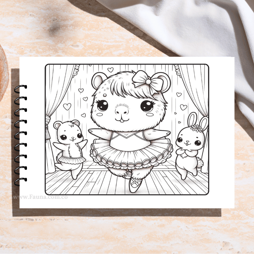 🩷 Libro para colorear - Capibara para Niñas (50 hojas)
