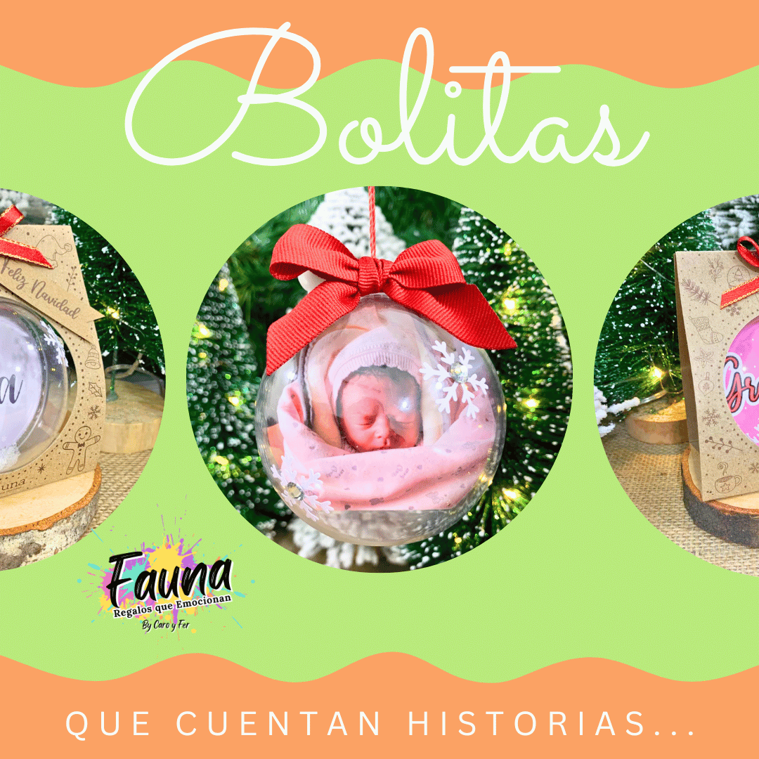 Bolitas Navideñas Premium con Foto Personalizadas x 6 und - Fauna Regalos que emocionan