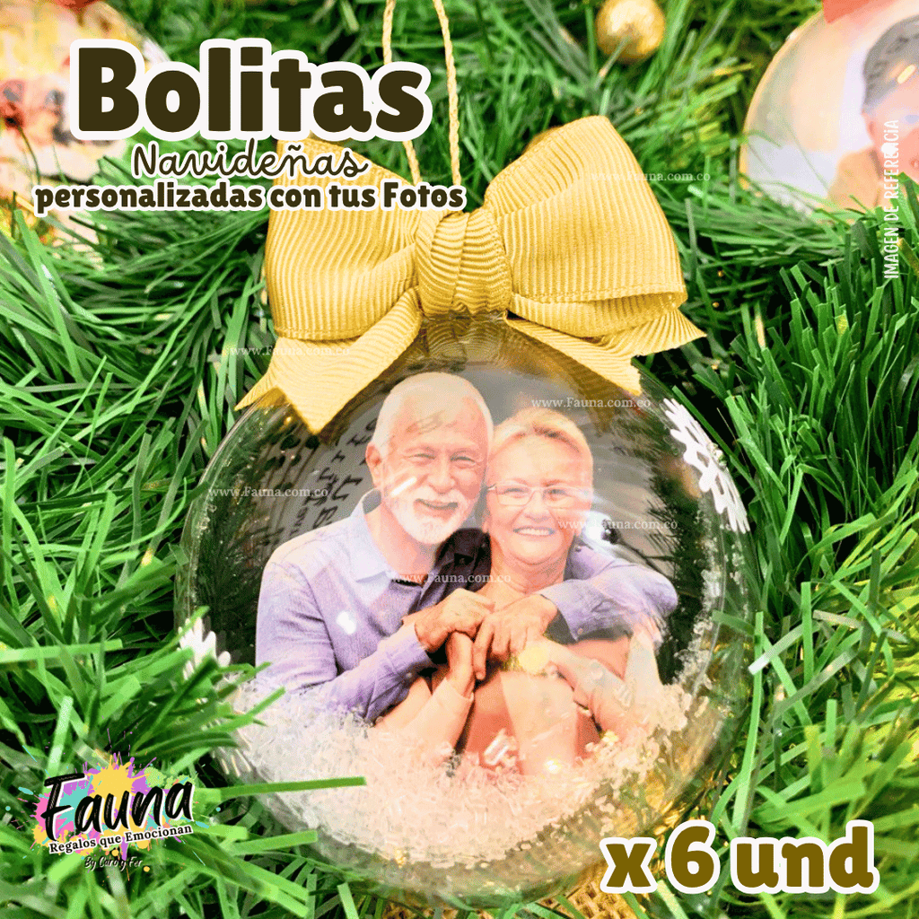 Bolitas Navideñas Premium con Foto Personalizadas x 6 und