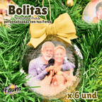 Bolitas Navideñas Premium con Foto Personalizadas x 6 und