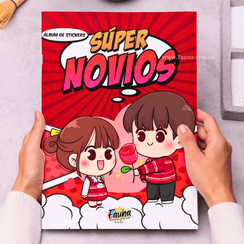 Álbum de Láminas Súper Novios Personalizado con 18 Fotos