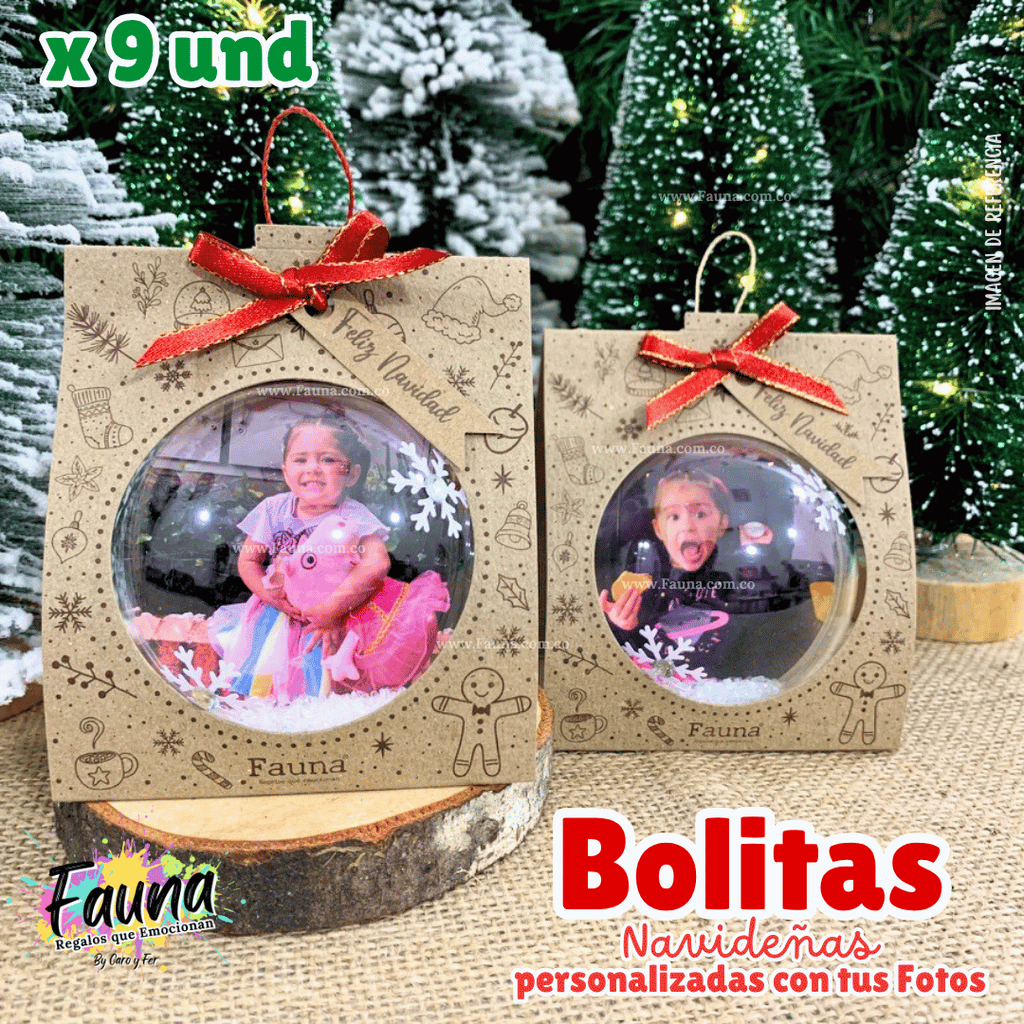 Bolitas Navideñas Premium con Foto Personalizadas x 9 und