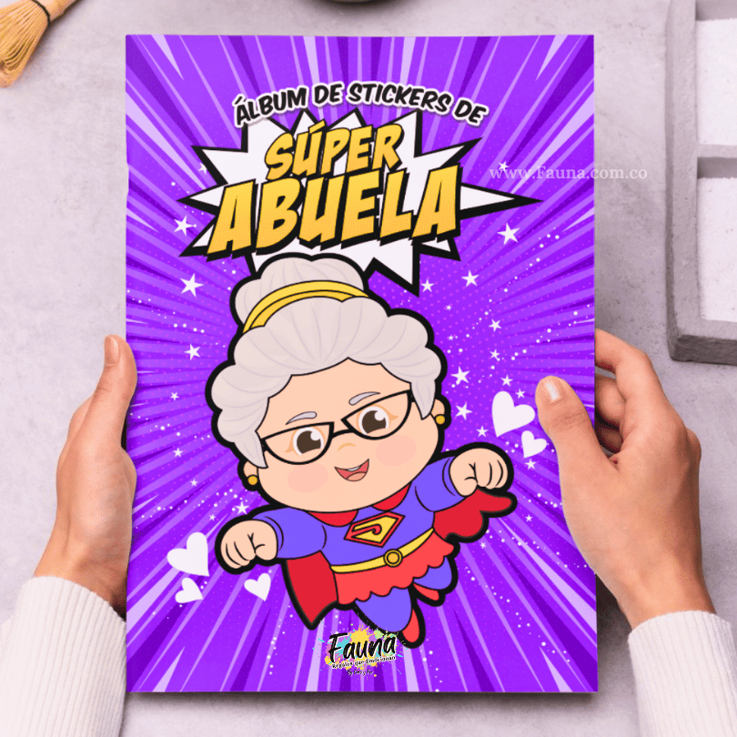 Álbum de Láminas Súper Abuela Personalizado con 18 Fotos