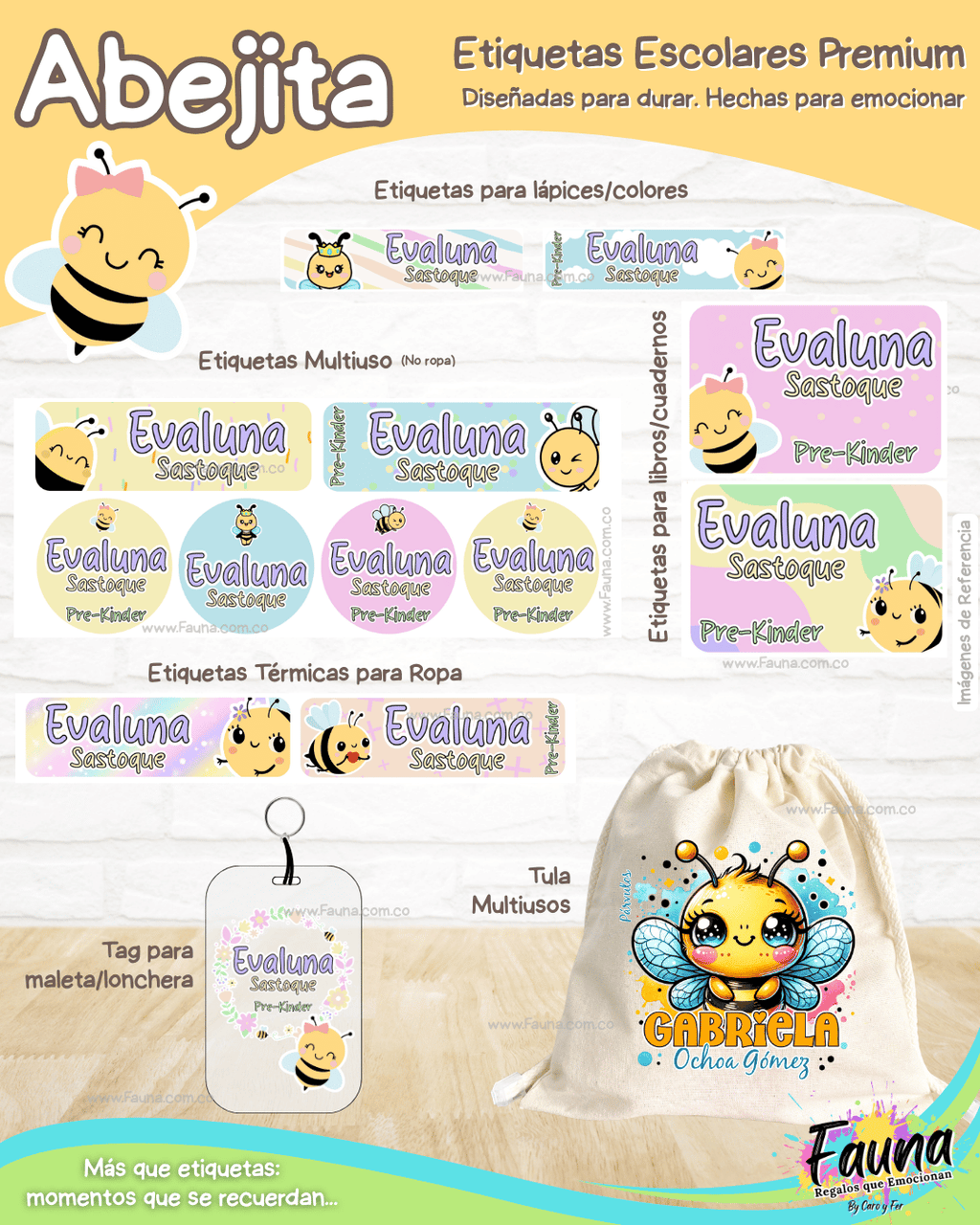Abejita 🐝 - Etiquetas Escolares Premium Personalizadas