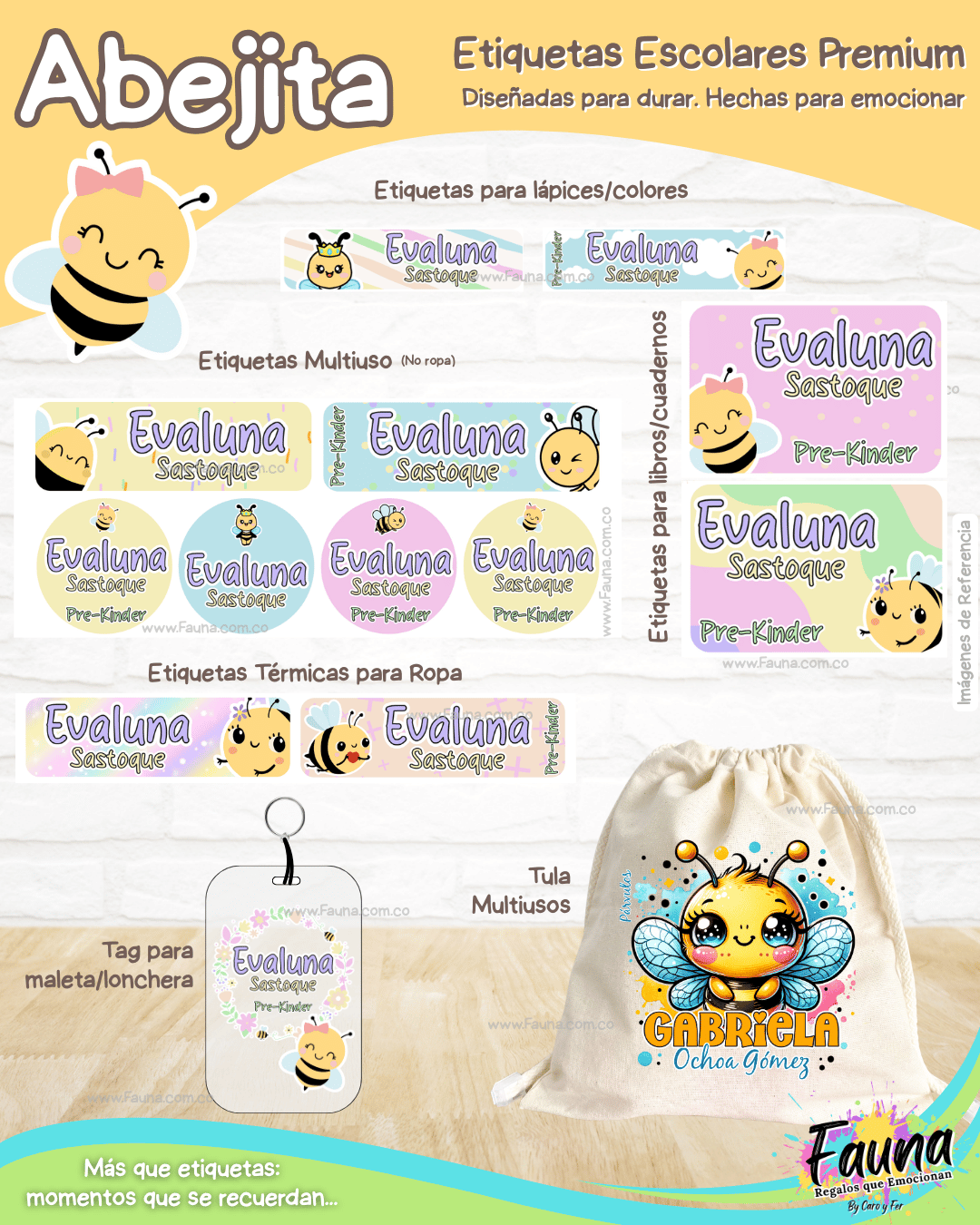 Abejita 🐝 - Etiquetas Escolares Premium Personalizadas