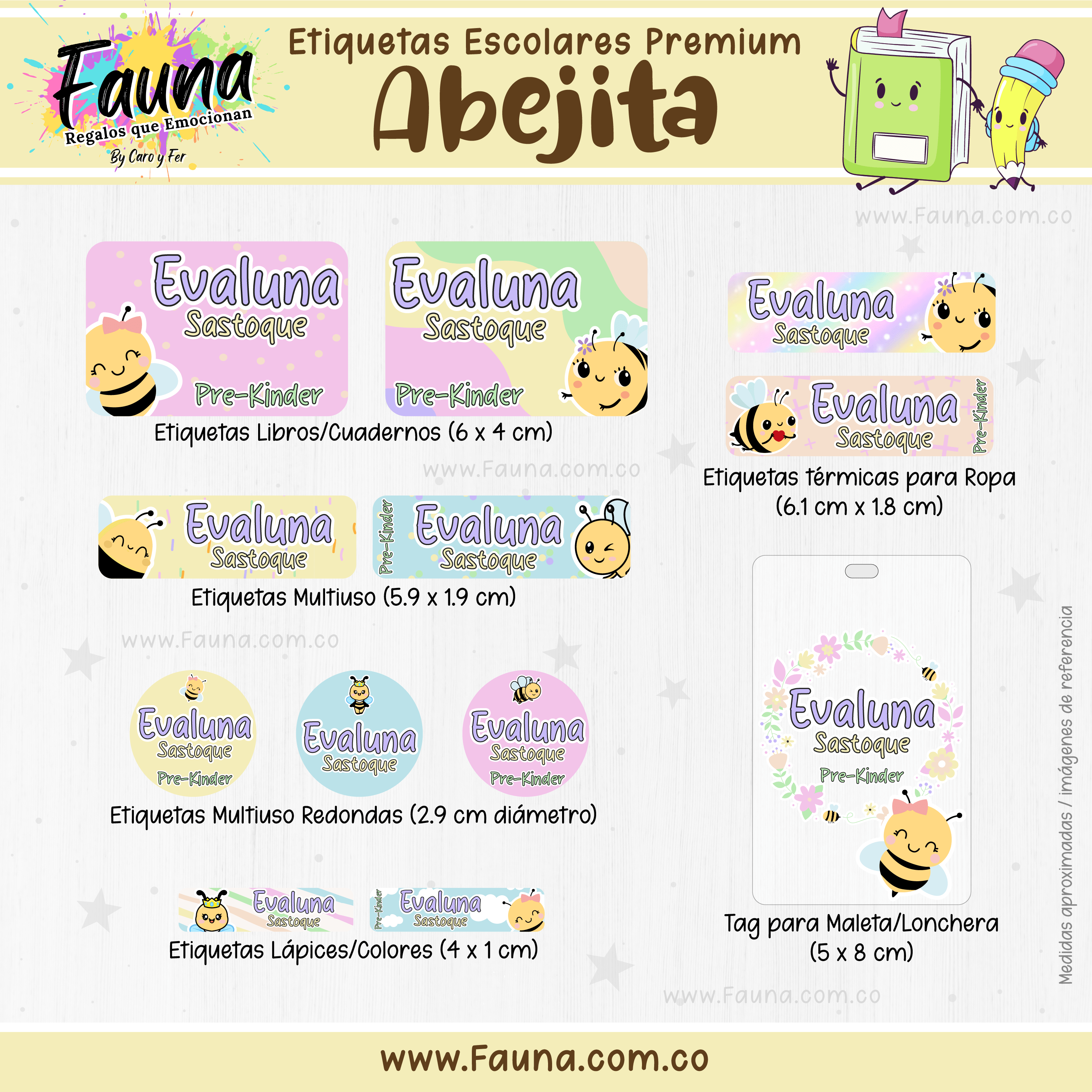 Abejita 🐝 - Etiquetas Escolares Premium Personalizadas
