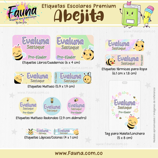 Etiquetas Escolares Premium Personalizadas – Abejita 🐝