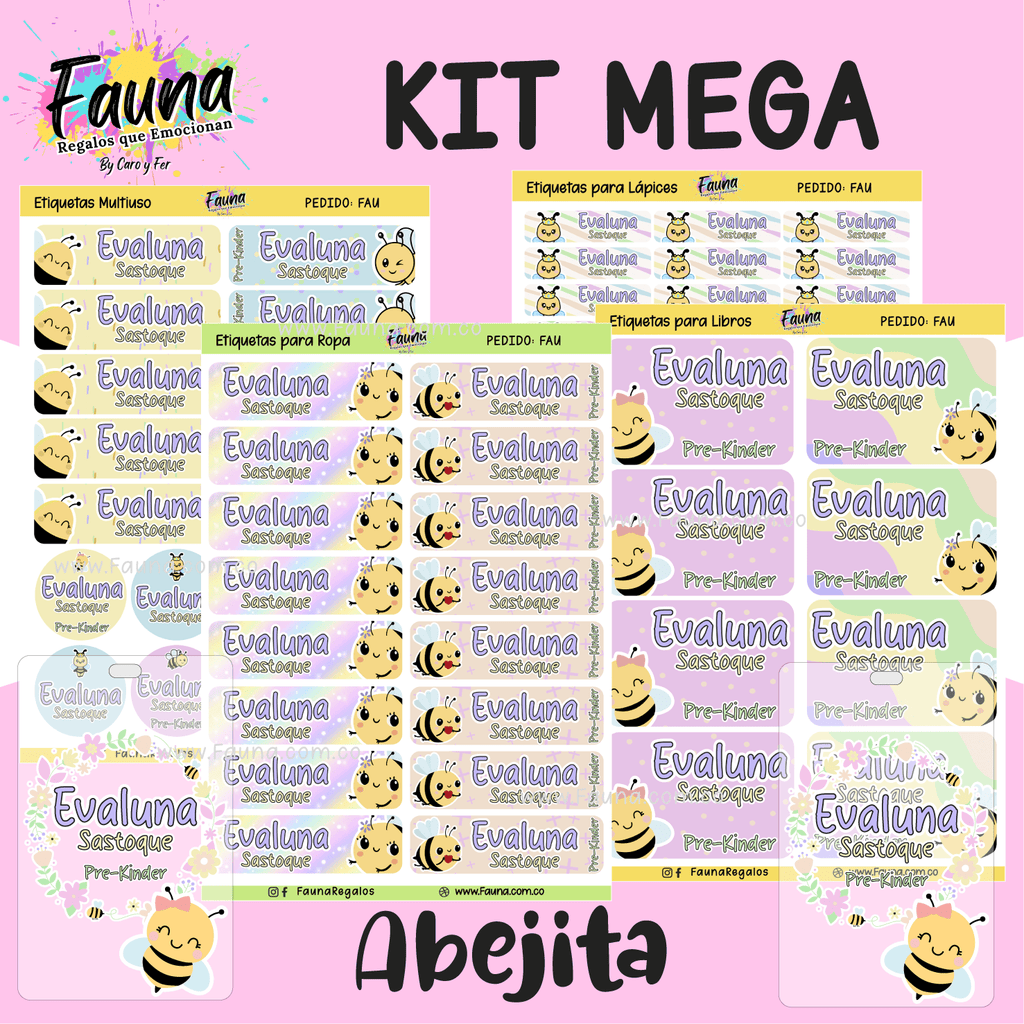 Abejita 🐝 - Etiquetas Escolares Premium Personalizadas