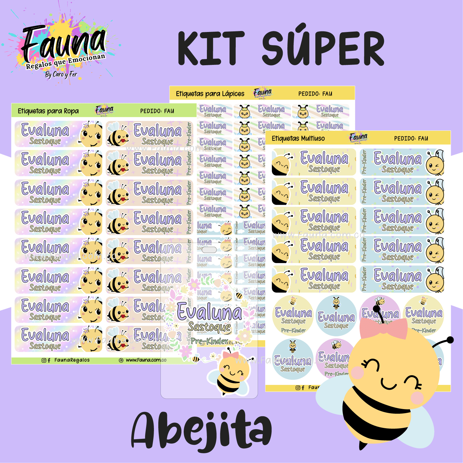 Abejita 🐝 - Etiquetas Escolares Premium Personalizadas