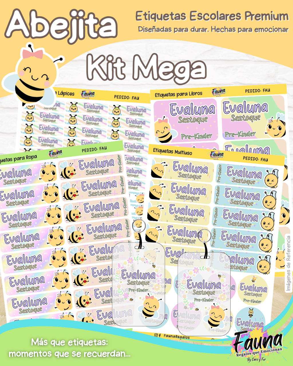 Abejita 🐝 - Etiquetas Escolares Premium Personalizadas