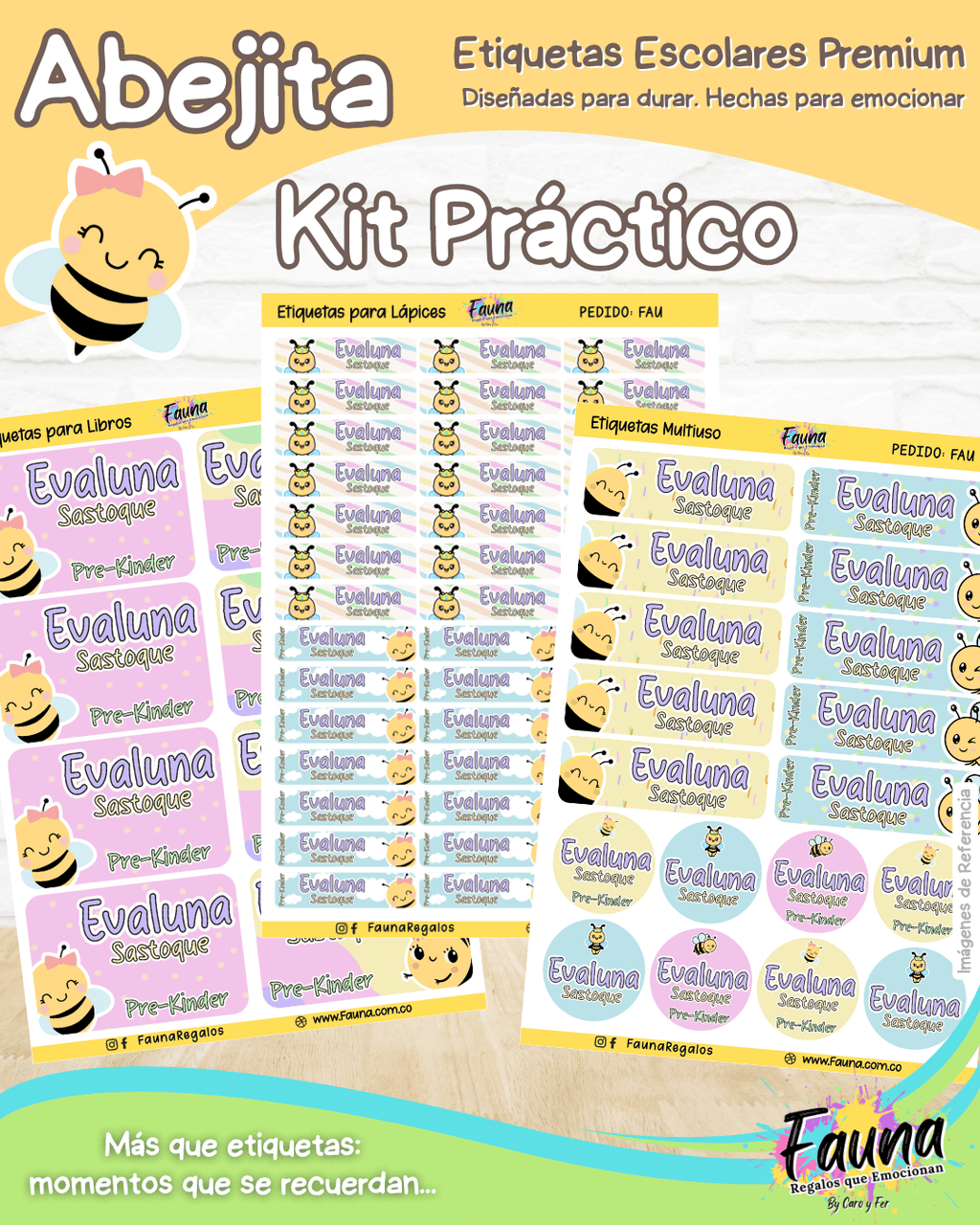 Abejita 🐝 - Etiquetas Escolares Premium Personalizadas