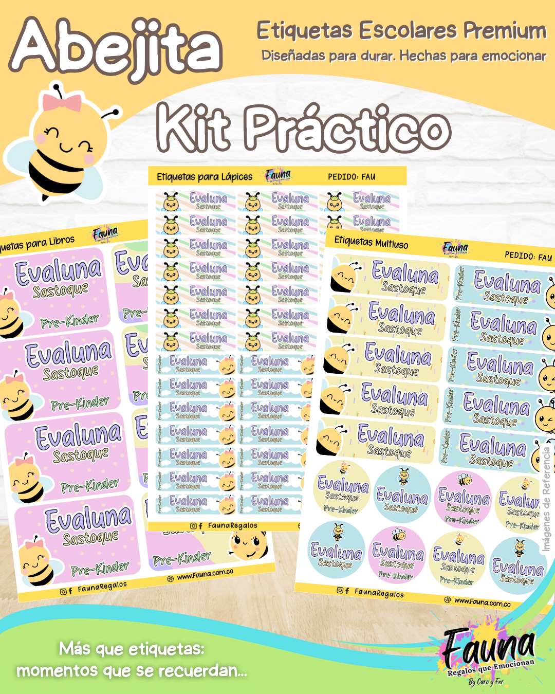 Abejita 🐝 - Etiquetas Escolares Premium Personalizadas