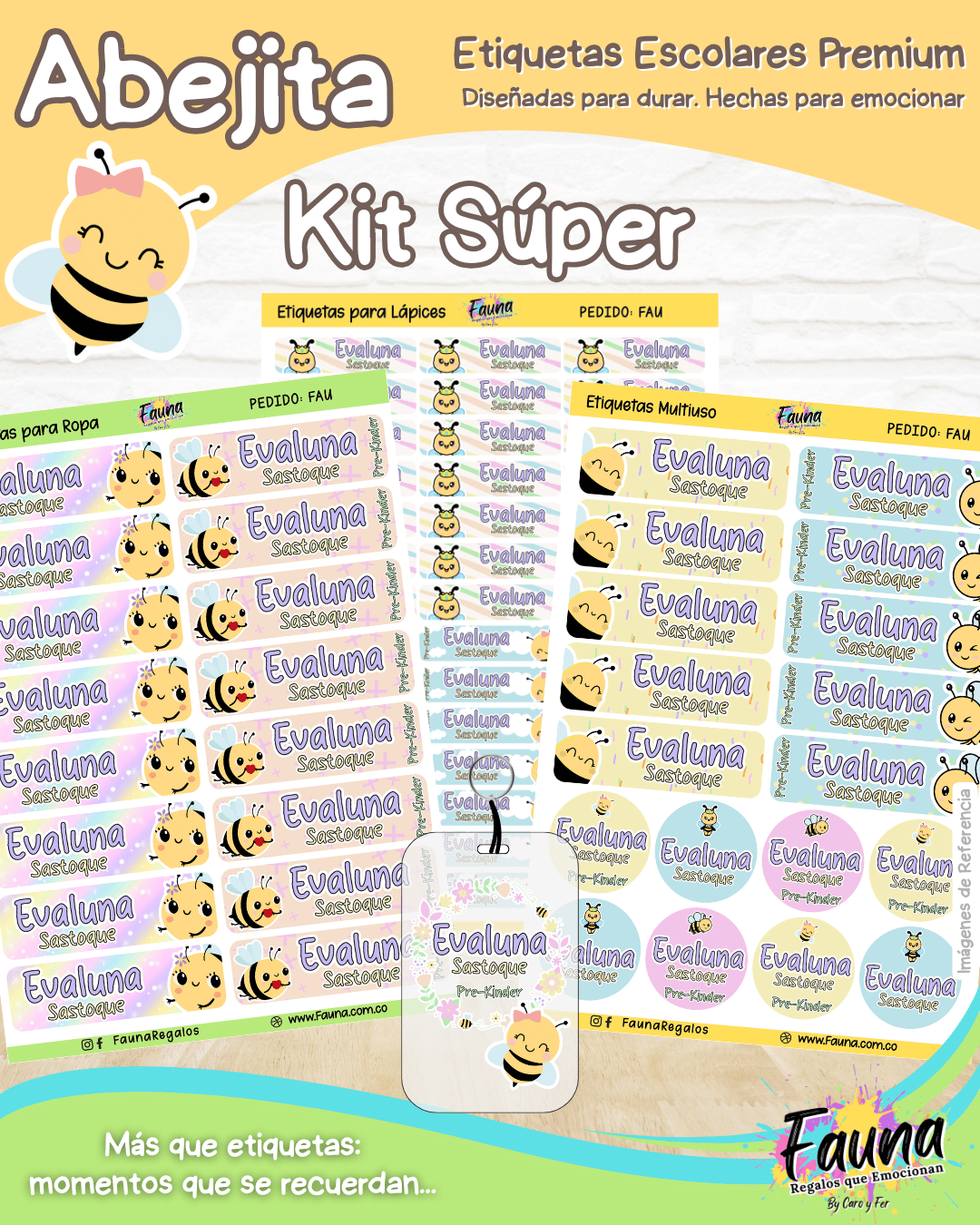 Abejita 🐝 - Etiquetas Escolares Premium Personalizadas