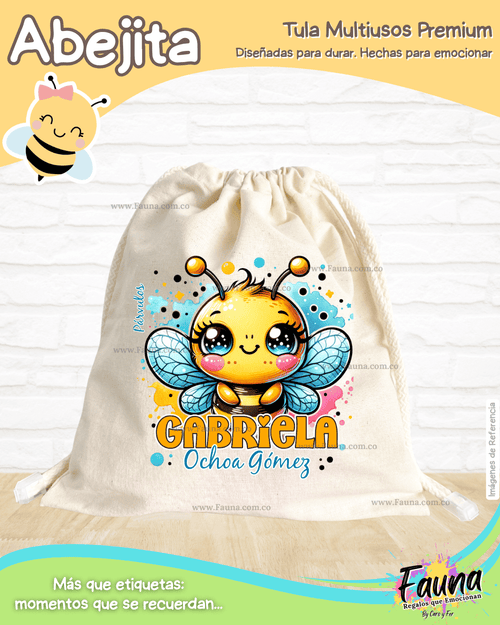 Abejita 🐝 - Tula personalizada para niña – multiusos con nombre