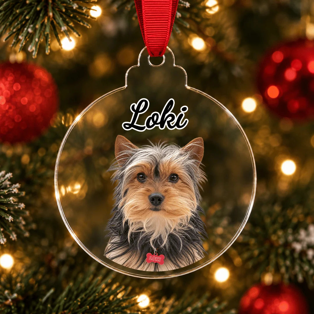 Adorno navideño con foto de perro personalizado
