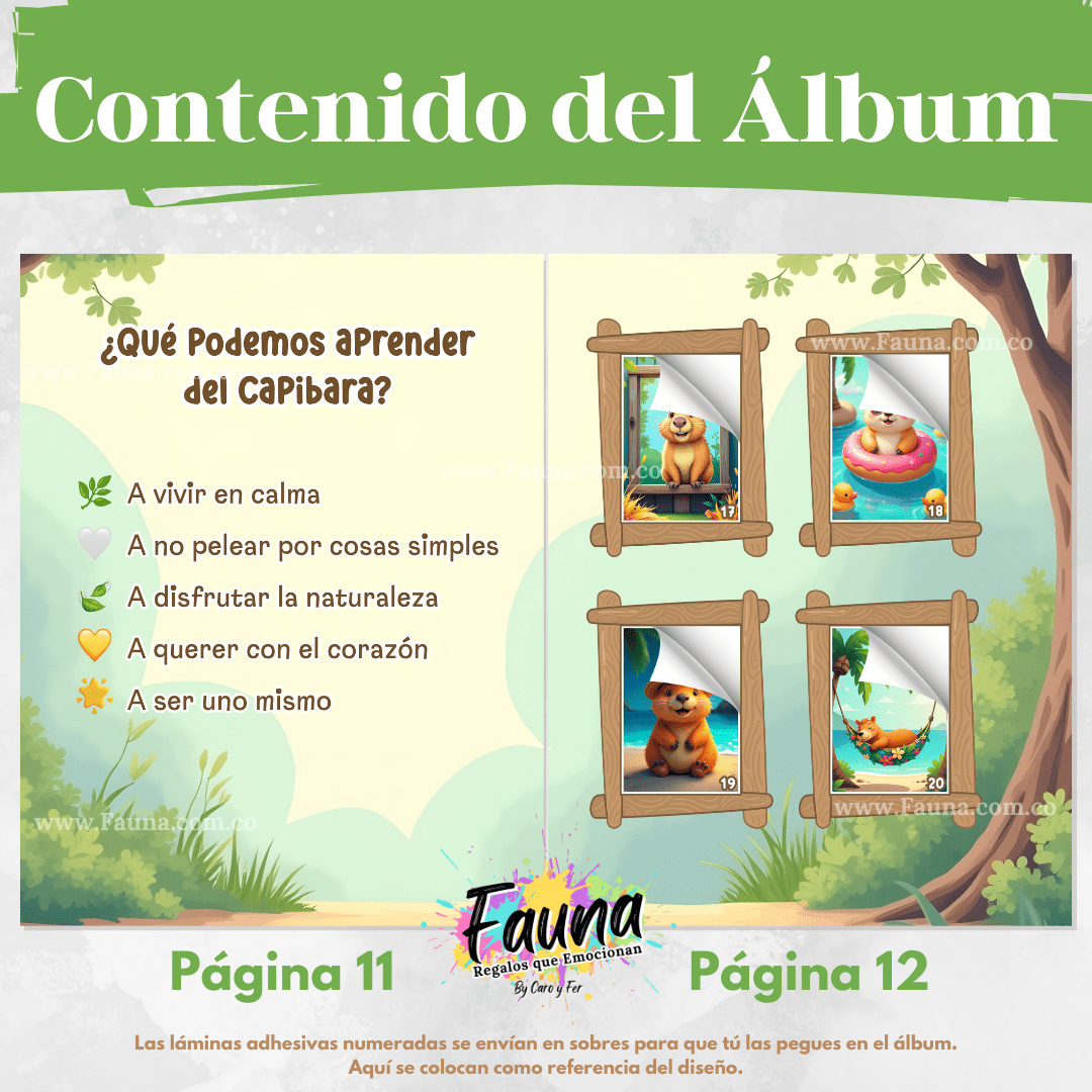🦫 Álbum de Láminas Capibara – Diversión con el Roedor Más Tierno del Mundo