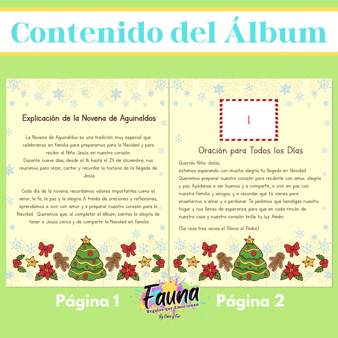 Álbum de Láminas de la Novena de Aguinaldos – Diseñado para Niños - Fauna Regalos que emocionan