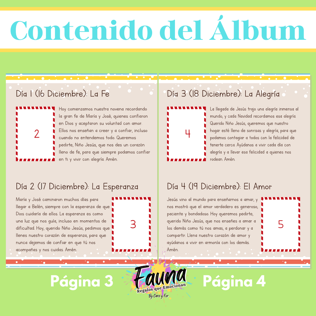 Álbum de Láminas de la Novena de Aguinaldos – Diseñado para Niños - Fauna Regalos que emocionan