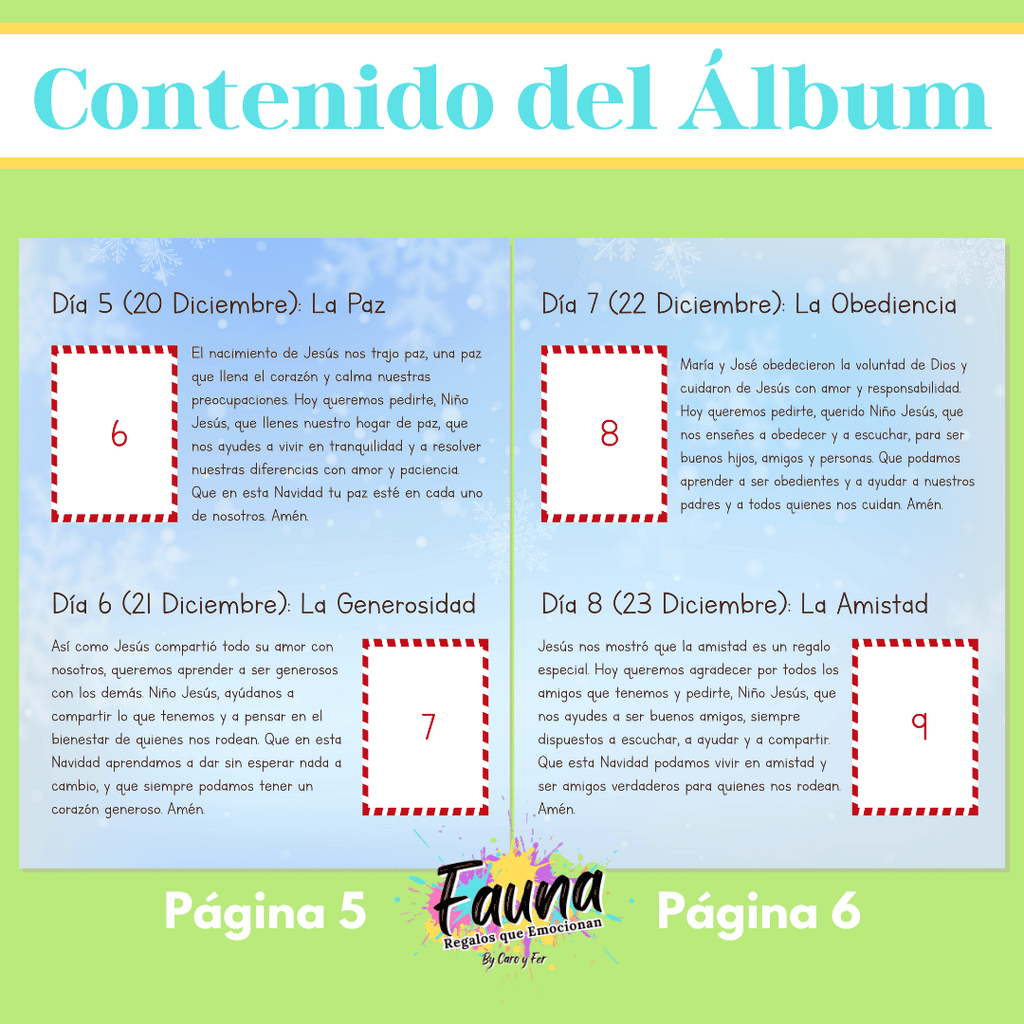 Álbum de Láminas de la Novena de Aguinaldos – Diseñado para Niños - Fauna Regalos que emocionan