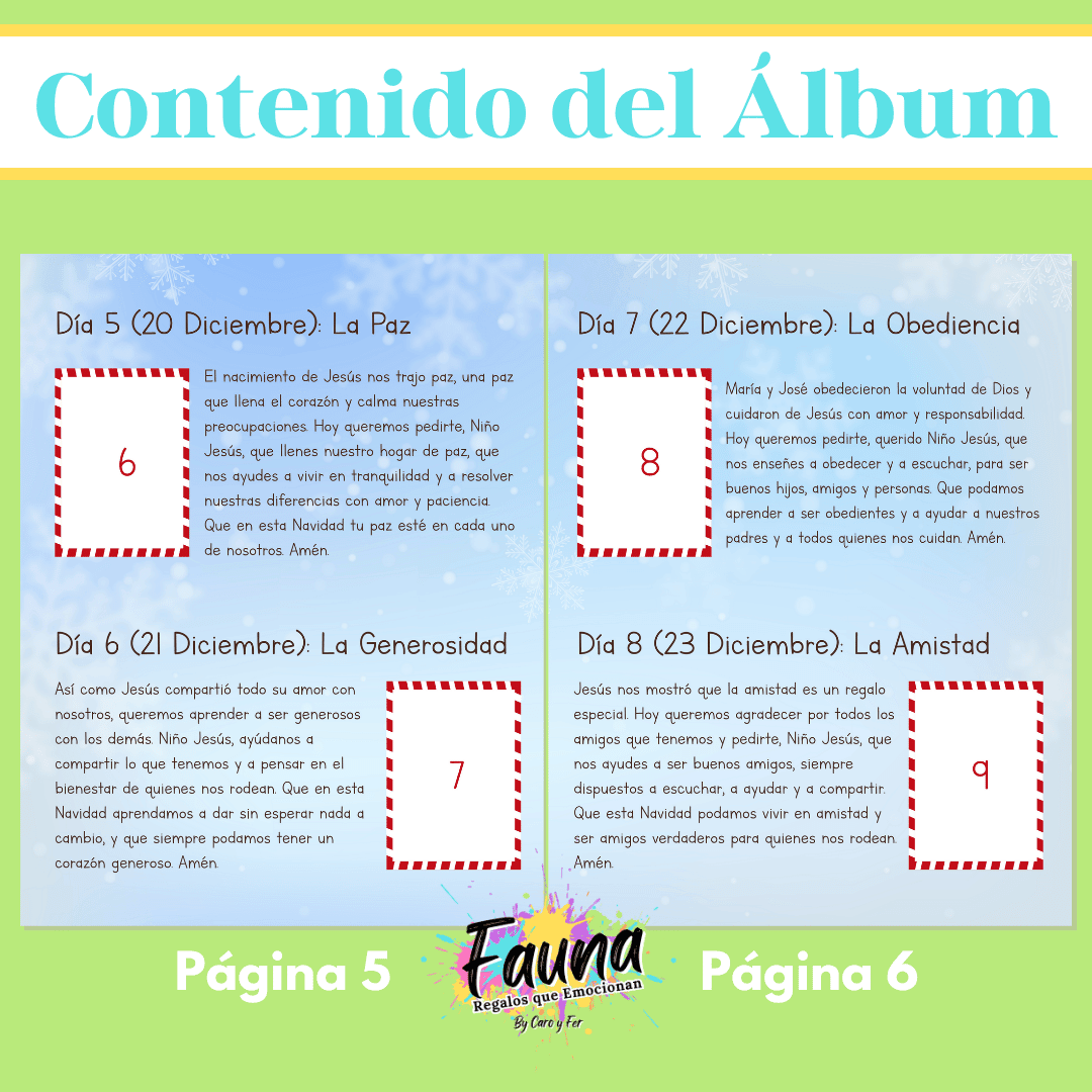 Álbum de Láminas de la Novena de Aguinaldos – Diseñado para Niños - Fauna Regalos que emocionan