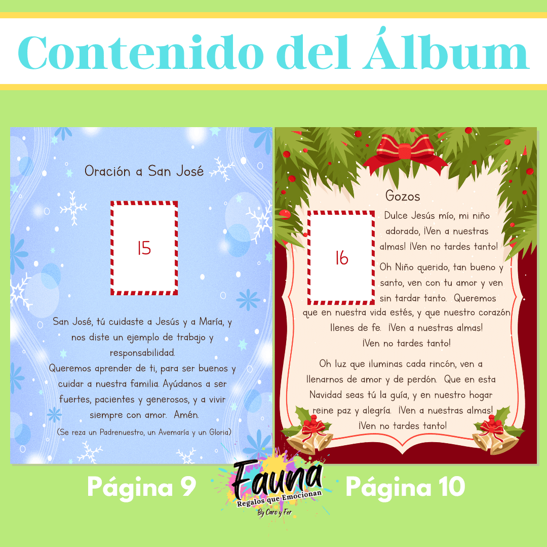 Álbum de Láminas de la Novena de Aguinaldos – Diseñado para Niños - Fauna Regalos que emocionan