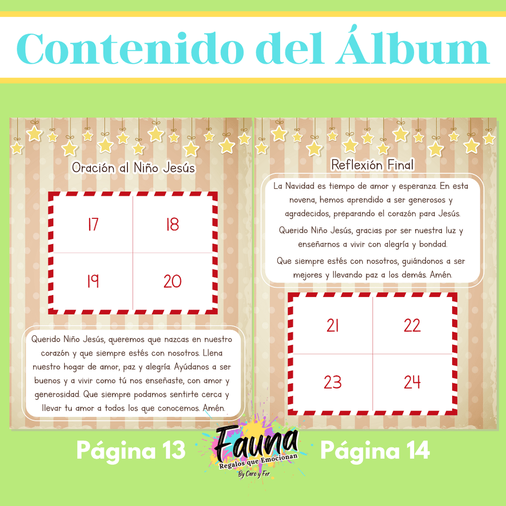 Álbum de Láminas de la Novena de Aguinaldos – Diseñado para Niños - Fauna Regalos que emocionan