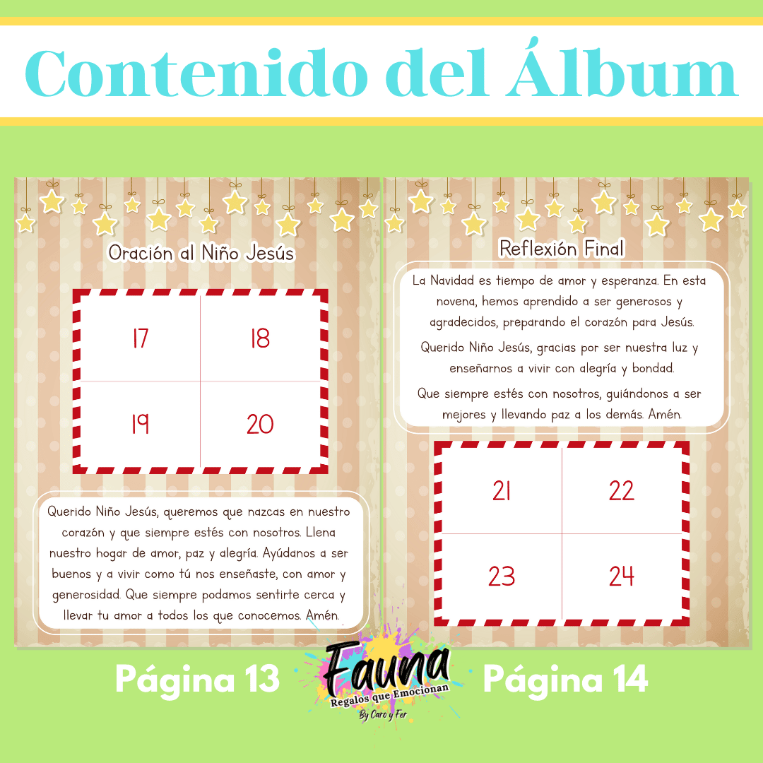Álbum de Láminas de la Novena de Aguinaldos – Diseñado para Niños - Fauna Regalos que emocionan