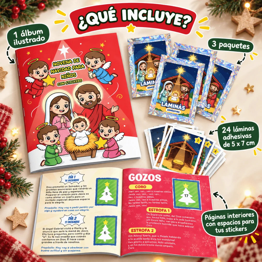 Novena de Navidad Adaptada para Niños – Álbum con Láminas tipo Panini